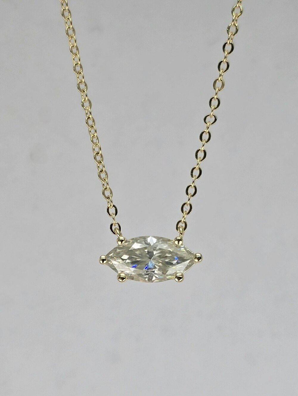 14k Gold-Filled with 2.0tcw Marquise-Cut Solitaire Moissanite Pendant Necklace